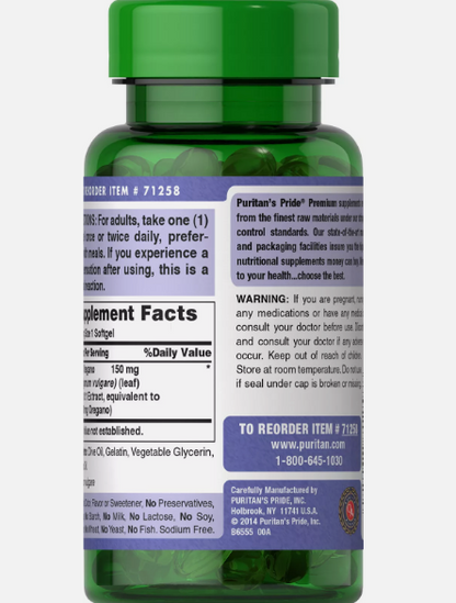 Puritan's Pride Oil Of Oregano Extract 1500mg Traditional Goodness For Mother Nature (180 Softgels)