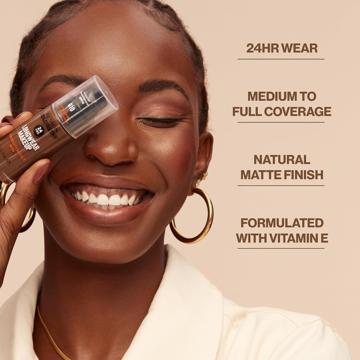 REVLON ColorStay 24H Longwear Makeup Liquid Foundation For Combination/Oily Skin - 180, Sand Beige