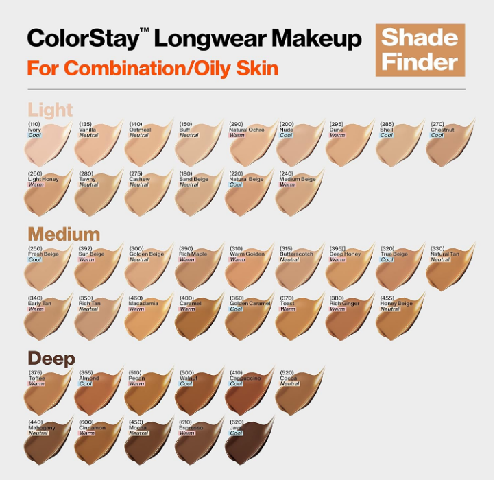 REVLON ColorStay 24H Longwear Makeup Foundation For Combination/Oily Skin 30ml - 300, Golden Beige