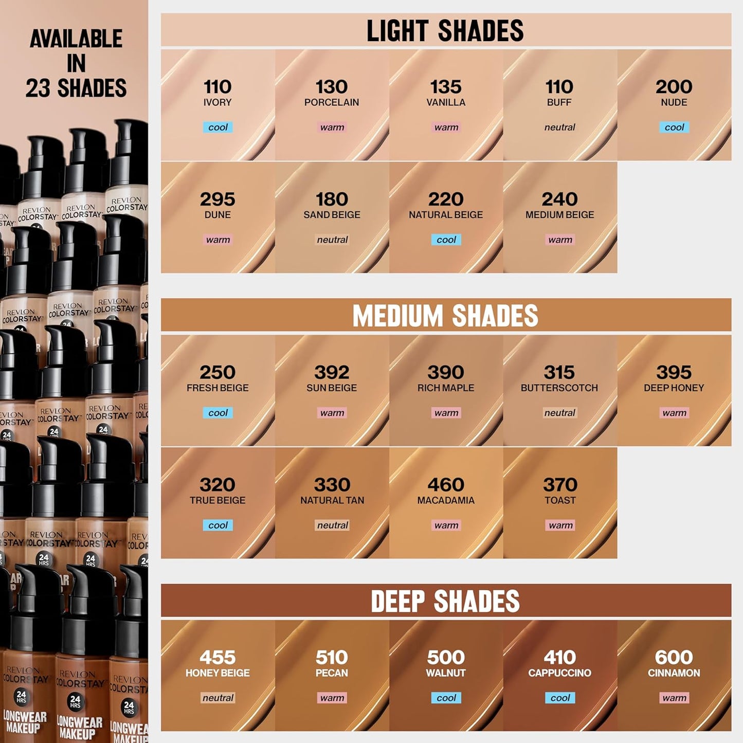 REVLON ColorStay 24H Longwear Makeup Liquid Foundation For Normal/Dry Skin - 320, True Beige