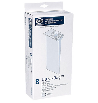 SEBO FilterBox Automatic X/Airbelt C/370 Electronic 8 Ultra Bag Vacuum Cleaner Dust Bags
