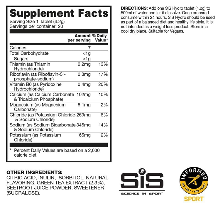 Science In Sport Hydro Virtually Calorie Free Hydration Tablets - Pineapple & Mango Electrolyte (20 Tablets)