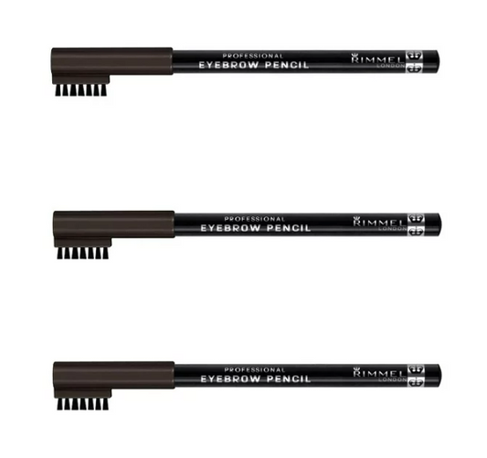 RIMMEL London Professional Eyebrow Pencil 0.1 oz - Black Brown (Pack of 3)
