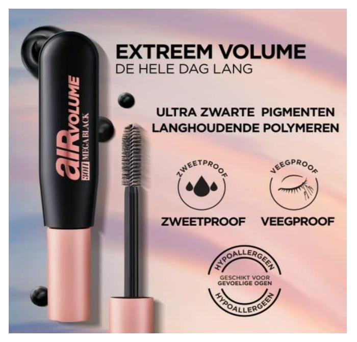 L’Oréal Paris Air Volume 30H Mega Black Mascara - Black