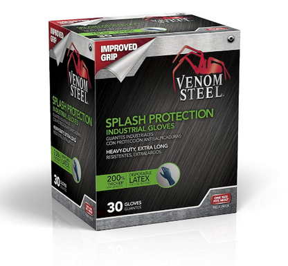 Venom Steel Splash Protection Industrial Gloves - Heavy-Duty, Extra Long (30 Gloves)