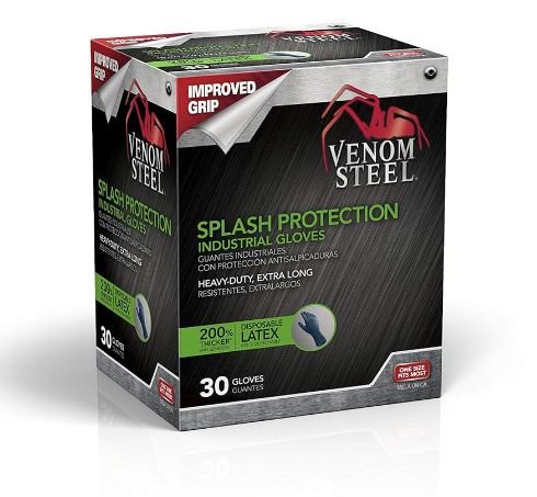Venom Steel Splash Protection Industrial Gloves - Heavy-Duty, Extra Long (30 Gloves)