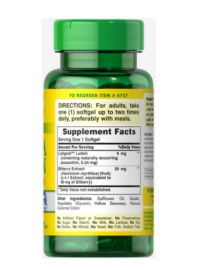 Puritan's Pride Lutigold Herba-Vision With Lutein Helps Maintain Eye Health (120 Softgels)