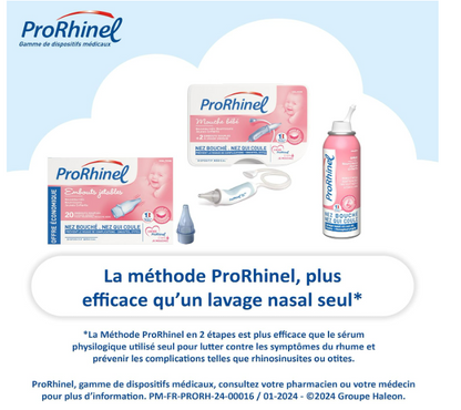 ProRhinel Ergonomic Manual Baby Nasal Aspirator Made in France - 2 Disposable Tips