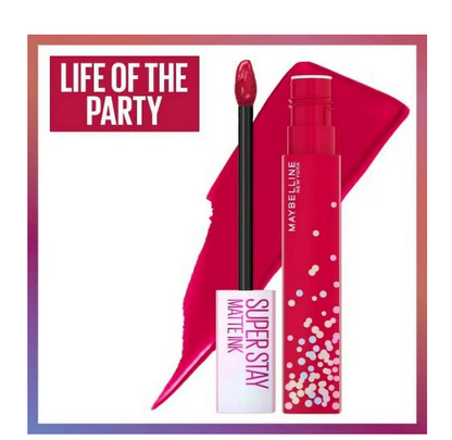 MAYBELLINE New York SuperStay Matte Ink Liquid Lipstick Limited Edition - Life Of The Party (Birthday Cake Scented Shades)