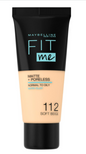 MAYBELLINE New York Fit Me Matte + Poreless Foundation 30ml - 112, Soft Beige