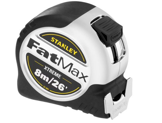 STANLEY FatMax Xtreme 8m/26' Tape Measure With Chrome Case And Rubber Grip