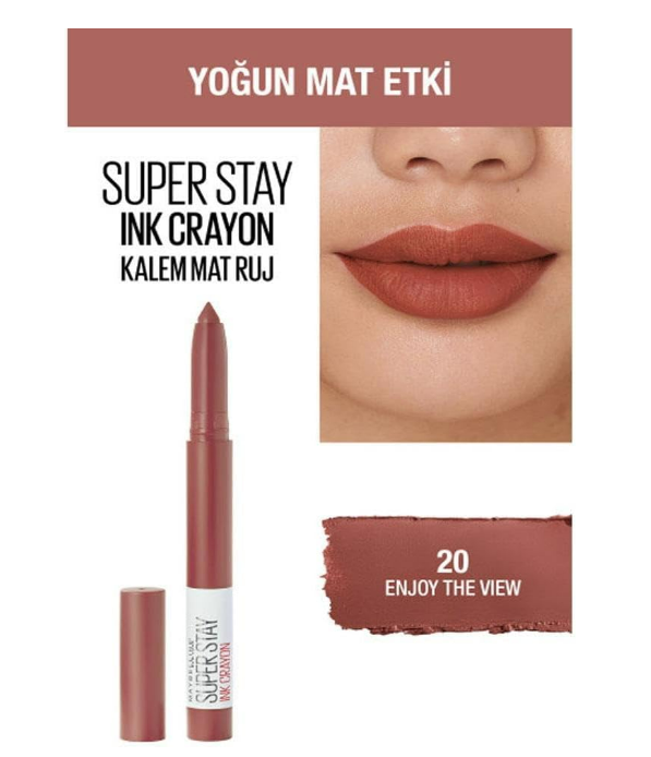 MAYBELLINE New York SuperStay Ink Crayon Matte Lipstick - 20, Enjoy The View (Brown)
