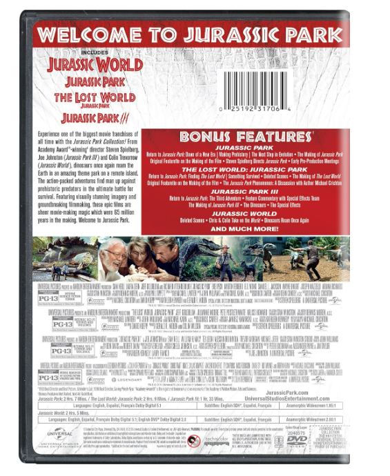 Jurassic Park Collection: Jurassic Park/The Lost World: Jurassic Park/Jurassic Park III/Jurassic World [DVD]