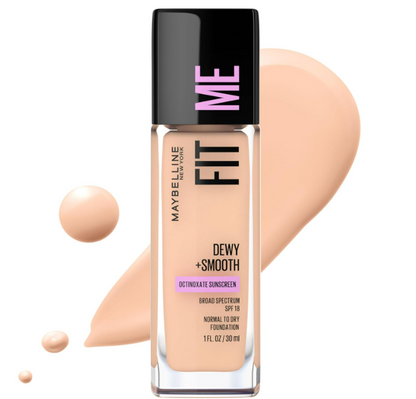 Maybelline Fit Me Dewy + Smooth Liquid Foundation Makeup, Ivory, 1 Count