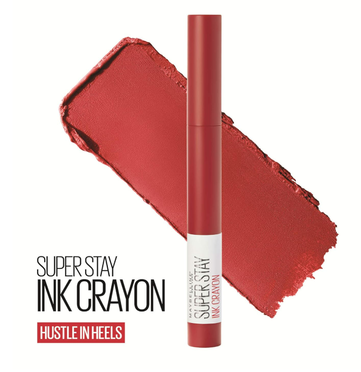 Maybelline Lipstick, Superstay Matte Ink Crayon Longlasting Red Lipstick with Precision Applicator 45 Hustle In Heels