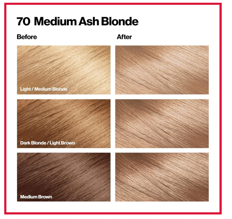 REVLON ColorSilk Beautiful Color Permanent Hair Dye 4.4 oz - 70, Medium Ash Blonde