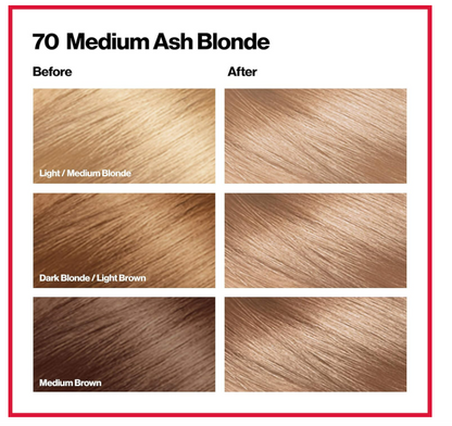 REVLON ColorSilk Beautiful Color Permanent Hair Dye 4.4 oz - 70, Medium Ash Blonde