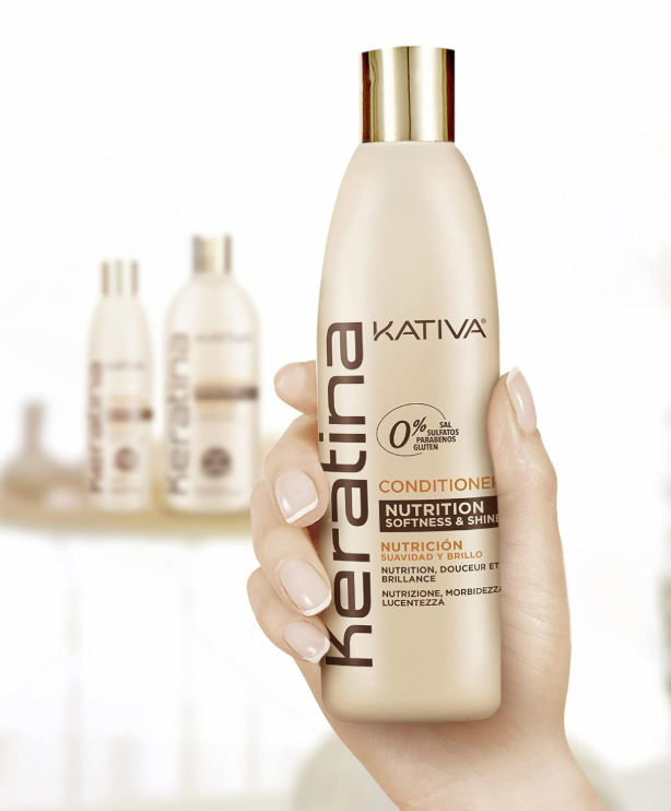 KATIVA Hair Conditioner, 8.45 Fl Oz, Rebuild & Strengthen Damaged Hair, Sulfate Free, Gluten Free, Paraben Free, Salt Free with Hydrolyzed Keratin & Ceramides for Soft, Shiny and Nourished Hair