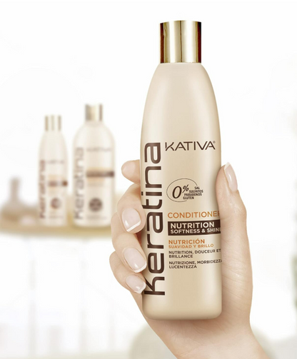 KATIVA Hair Conditioner, 8.45 Fl Oz, Rebuild & Strengthen Damaged Hair, Sulfate Free, Gluten Free, Paraben Free, Salt Free with Hydrolyzed Keratin & Ceramides for Soft, Shiny and Nourished Hair