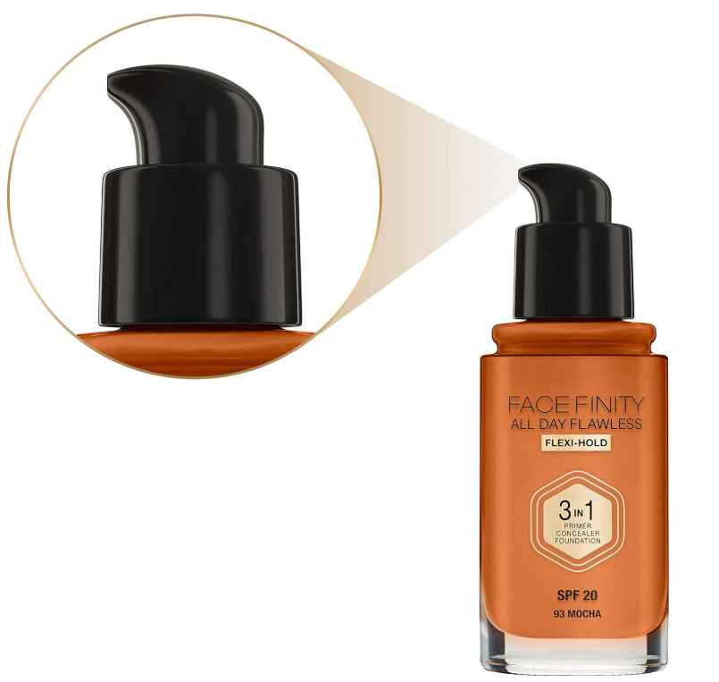 Max Factor Facefinity 3-in-1 All Day Flawless Liquid Foundation, SPF 20-93 Mocha, 30 ml