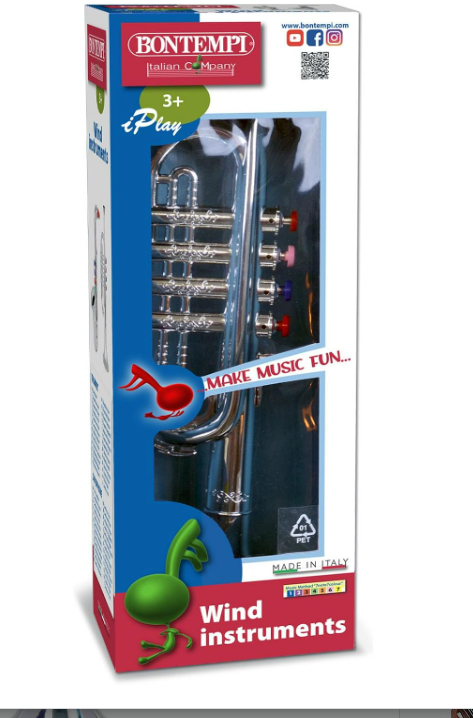 Bontempi 32 3831 4 Notes Silver Trumpet, 37 cm, Multi-Color, 38 cm