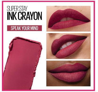 Maybelline SuperStay Ink Crayon Matte Longwear Lipstick With Built-in Sharpener, Speak Your Mind, 0.04 Ounce