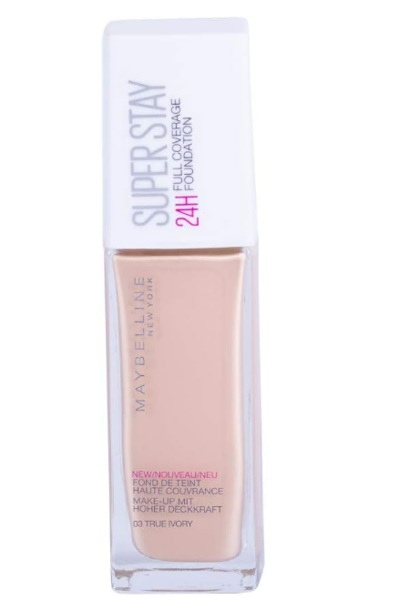 Maybelline New York Foundation, Superstay 24 Hour Longlasting Foundation, Lightweight Feel, Water and Transfer Resistant, 30 ml, Shade: 3, True Ivory