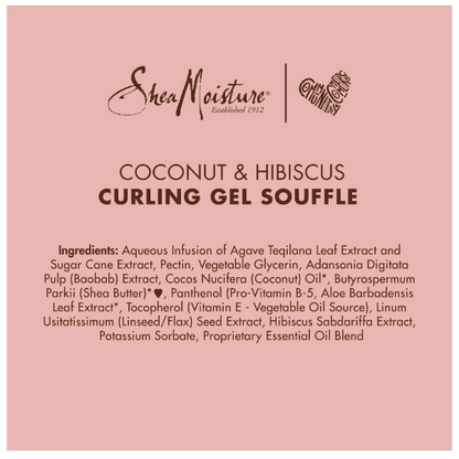 SheaMoisture Coconut & Hibiscus Curling Gel Souffle W/ Agave Nectar & Flax Seed Oil For Thick, Curly Hair 12 oz