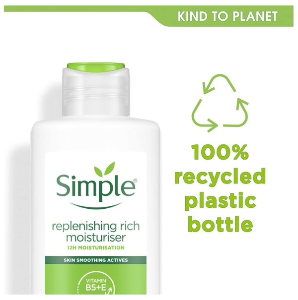 Simple Replenishing Rich Face Moisturizer 12H Moisturization 125 ml - Kind To Skin For All Skin Types