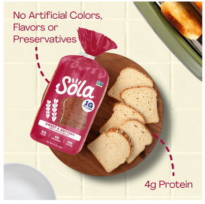 Sola Sweet & Buttery Soft White Bread Sliced Bread 1g Net Carbs Per 1 Slice 14 oz