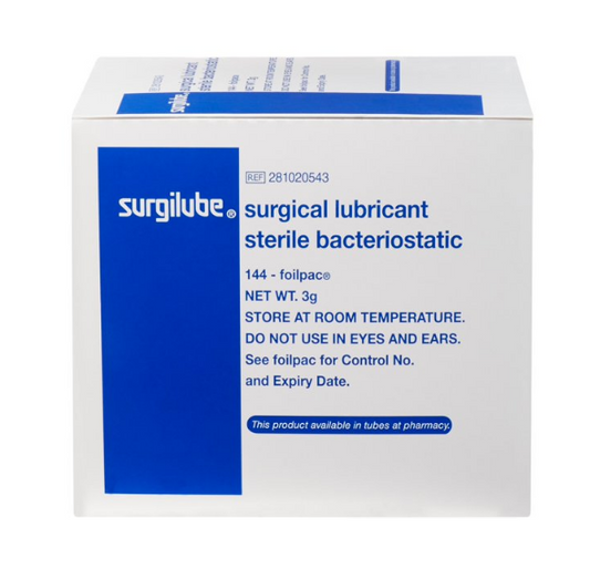 Surgilube Surgical Lubricant Sterile Bacteriostatic 3g (144 Foilpac)